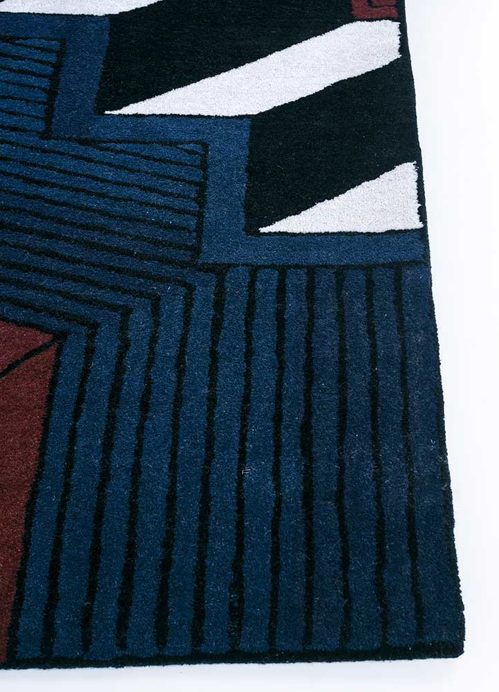 archetype grey and black wool and viscose hand tufted Rug - Corner