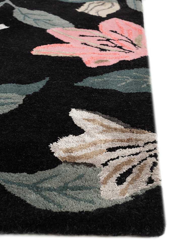 hacienda grey and black wool and viscose hand tufted Rug - Corner