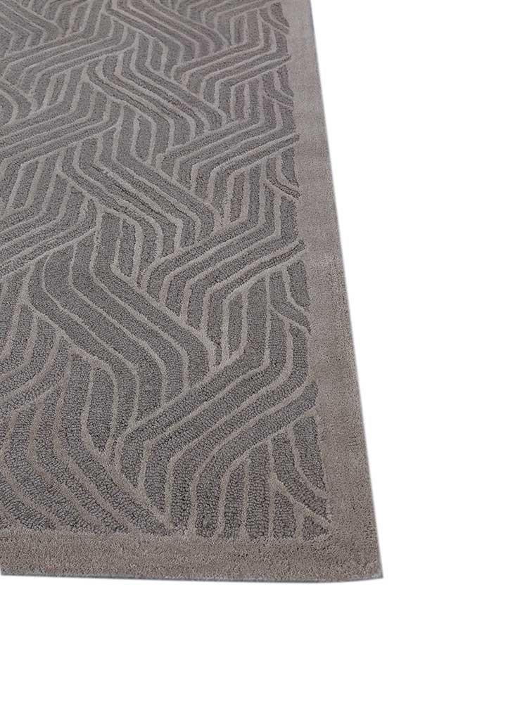 modo grey and black wool hand tufted Rug - Corner