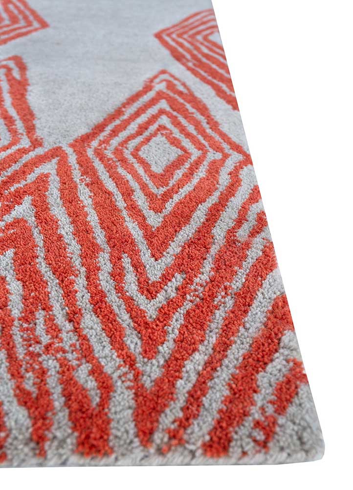 acar red and orange wool hand tufted Rug - Corner acar red and orange wool hand tufted Rug - Corner