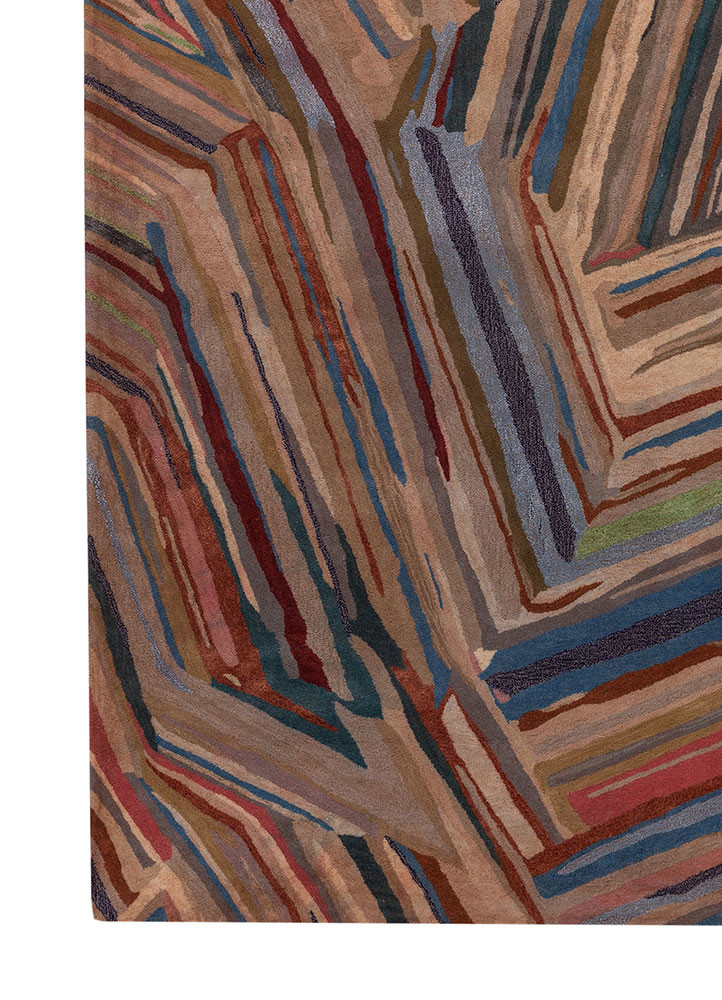 genesis red and orange wool and viscose hand tufted Rug - Corner