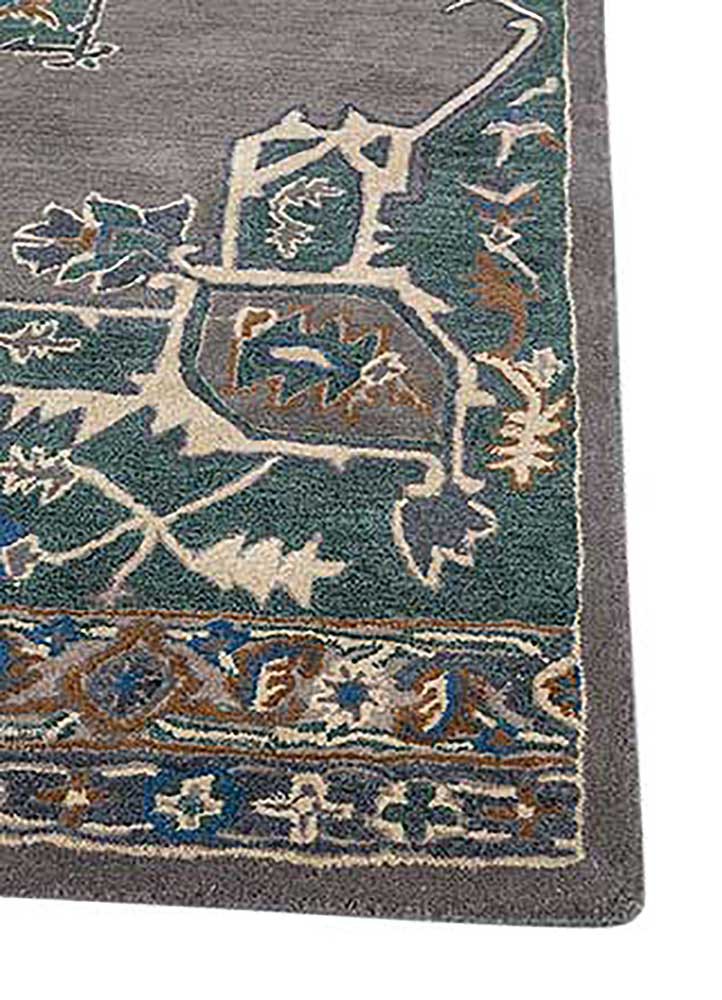 kasbah grey and black wool hand tufted Rug - Corner