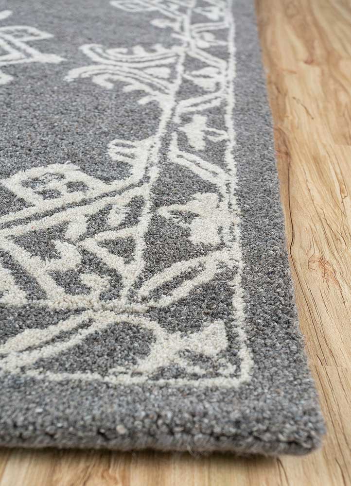 imara grey and black wool and viscose hand tufted Rug - Corner