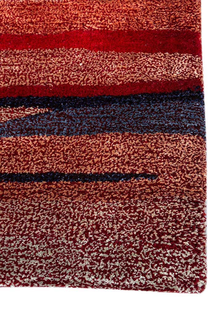acar red and orange wool and viscose hand tufted Rug - Corner
