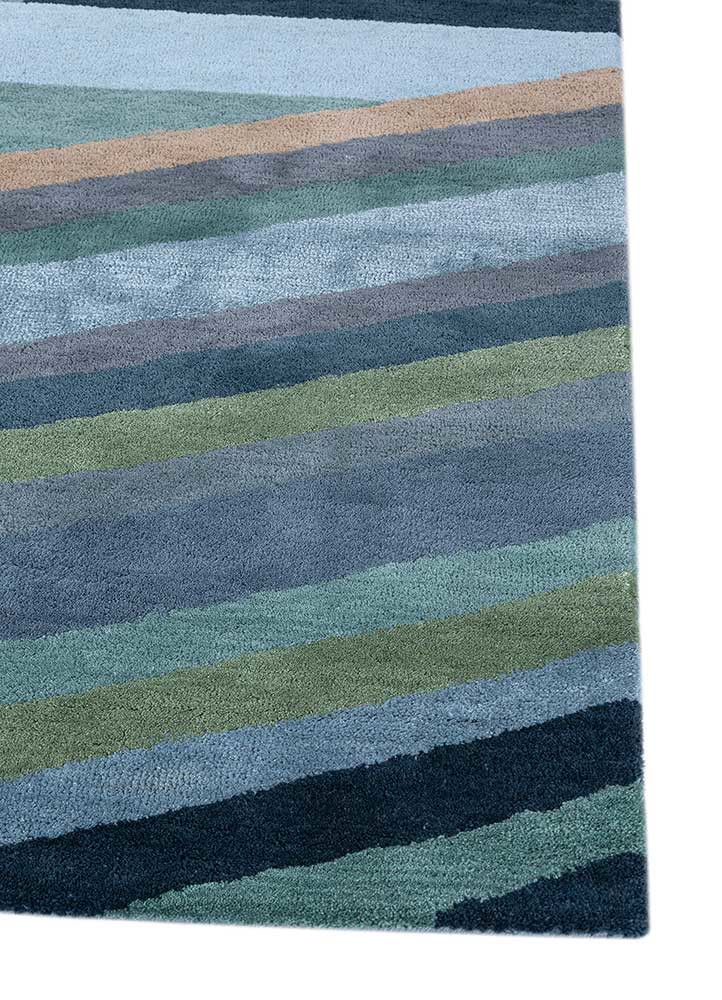 acar blue wool and viscose hand tufted Rug - Corner acar blue wool and viscose hand tufted Rug - Corner