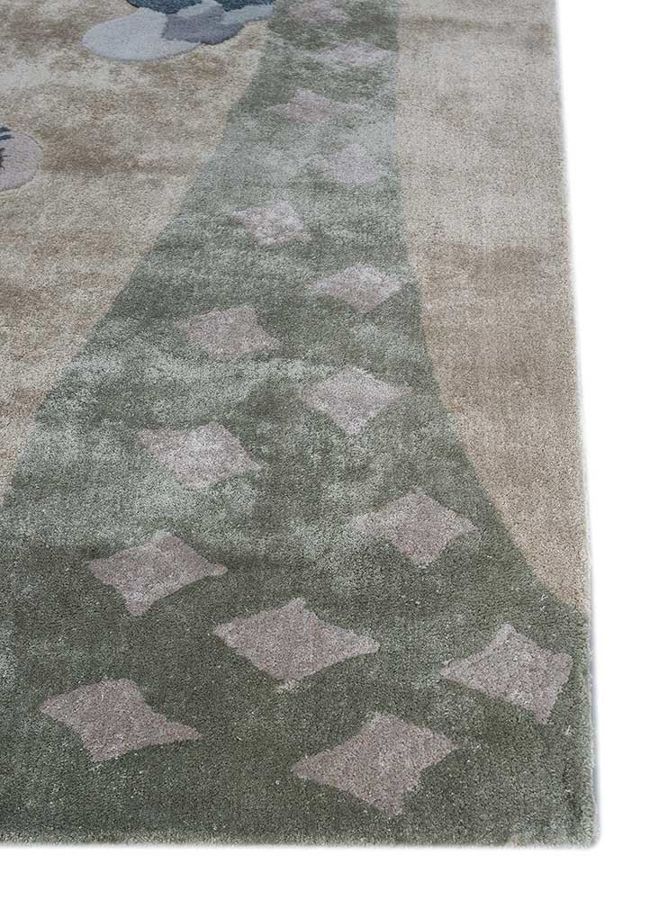 confetti green wool and viscose hand tufted Rug - Corner confetti green wool and viscose hand tufted Rug - Corner