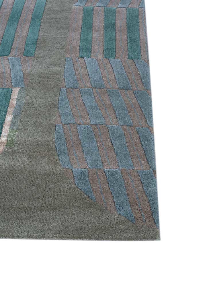 come around beige and brown wool hand tufted Rug - Corner