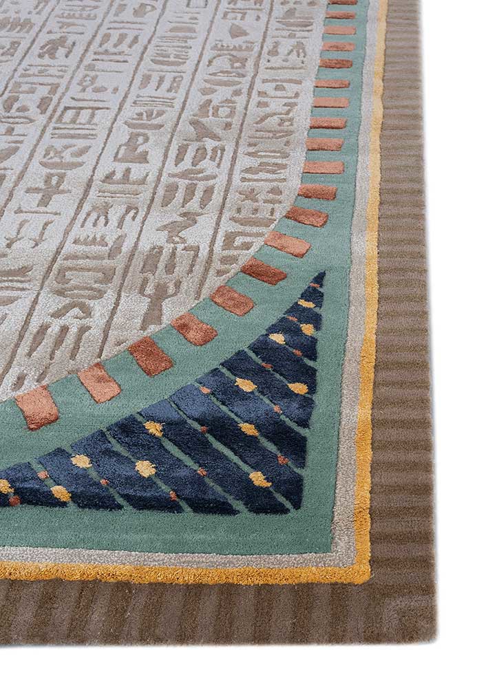 linear ivory wool and viscose hand tufted Rug - Corner