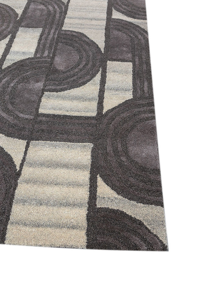 pathways grey and black wool and viscose hand tufted Rug - Corner pathways grey and black wool and viscose hand tufted Rug - Corner