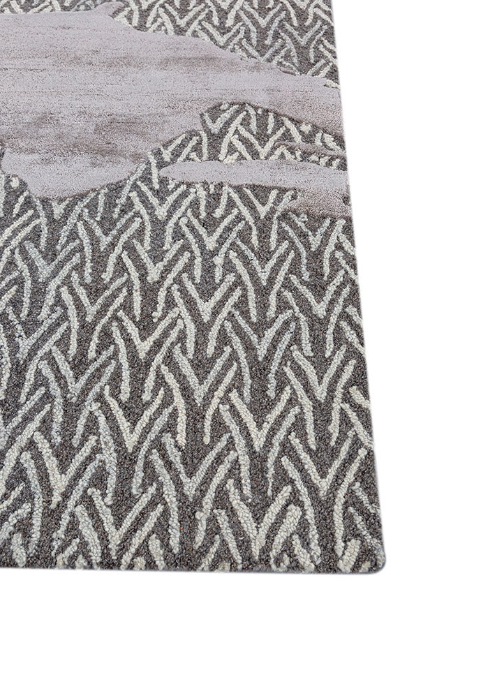 pathways grey and black wool and viscose hand tufted Rug - Corner