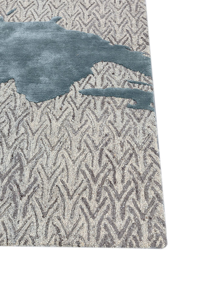 pathways blue wool and viscose hand tufted Rug - Corner pathways blue wool and viscose hand tufted Rug - Corner