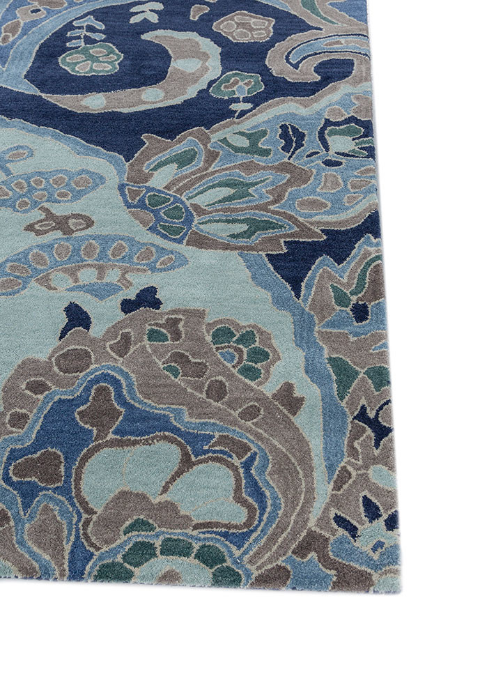 hacienda blue wool hand tufted Rug - Corner hacienda blue wool hand tufted Rug - Corner