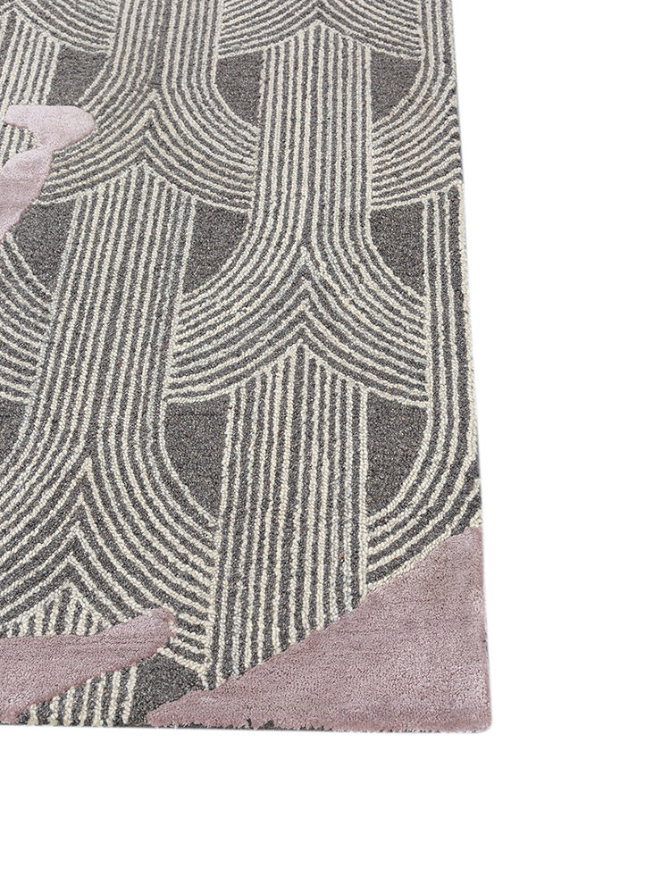 pathways grey and black wool and viscose hand tufted Rug - Corner pathways grey and black wool and viscose hand tufted Rug - Corner