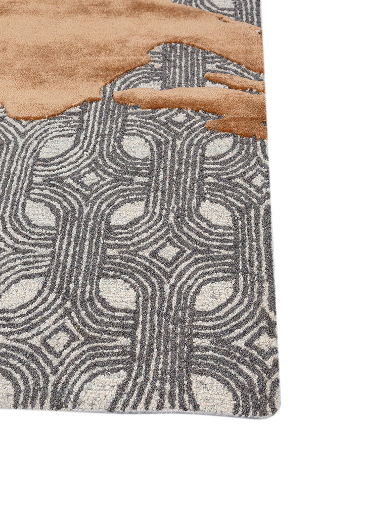 pathways red and orange wool and viscose hand tufted Rug - Corner pathways red and orange wool and viscose hand tufted Rug - Corner
