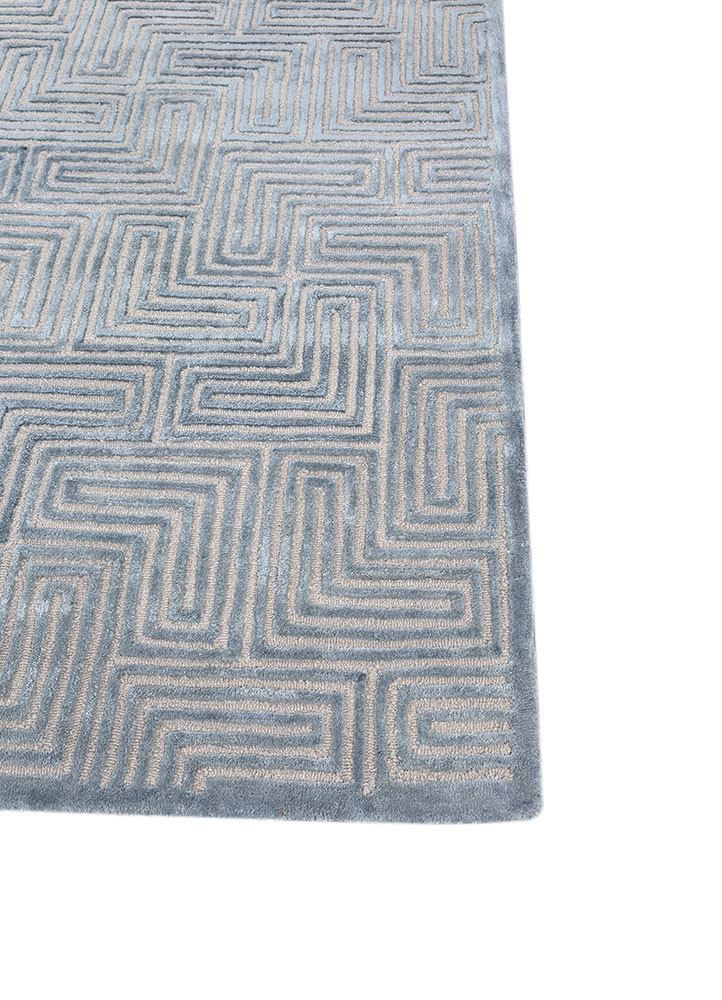 cera blue wool and viscose hand tufted Rug - Corner cera blue wool and viscose hand tufted Rug - Corner