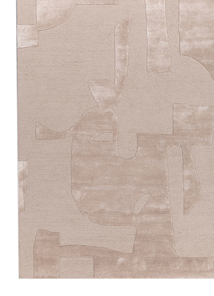 white noise ivory wool and viscose hand tufted Rug - Corner
