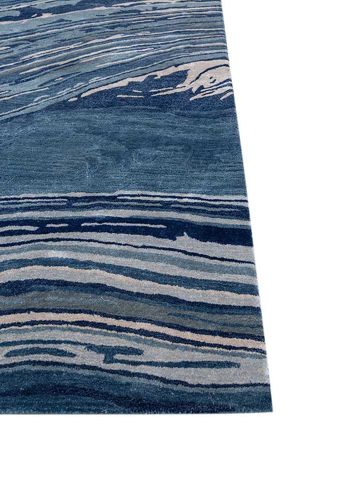 genesis blue wool and viscose hand tufted Rug - Corner