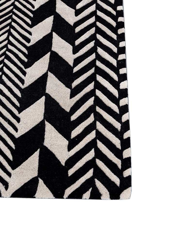 adrift grey and black wool hand tufted Rug - Corner