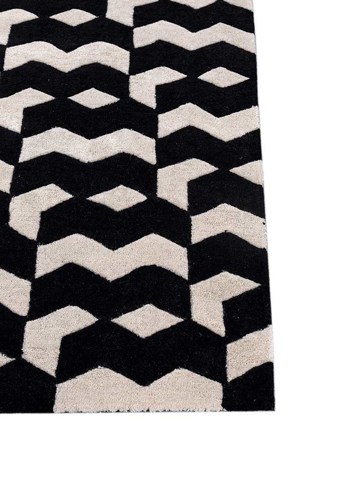 adrift grey and black wool hand tufted Rug - Corner
