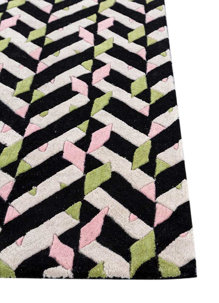 adrift grey and black wool hand tufted Rug - Corner