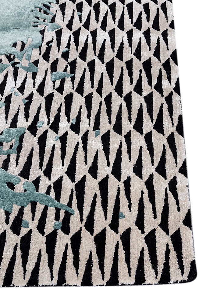 adrift blue wool and viscose hand tufted Rug - Corner