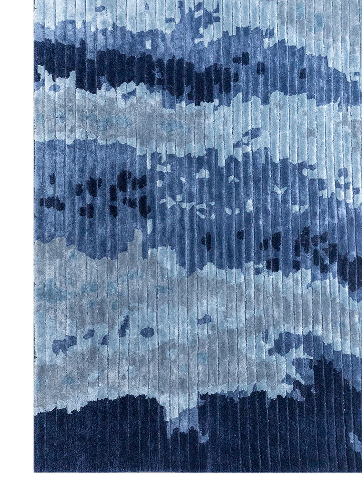 white noise blue wool and viscose hand tufted Rug - Corner white noise blue wool and viscose hand tufted Rug - Corner