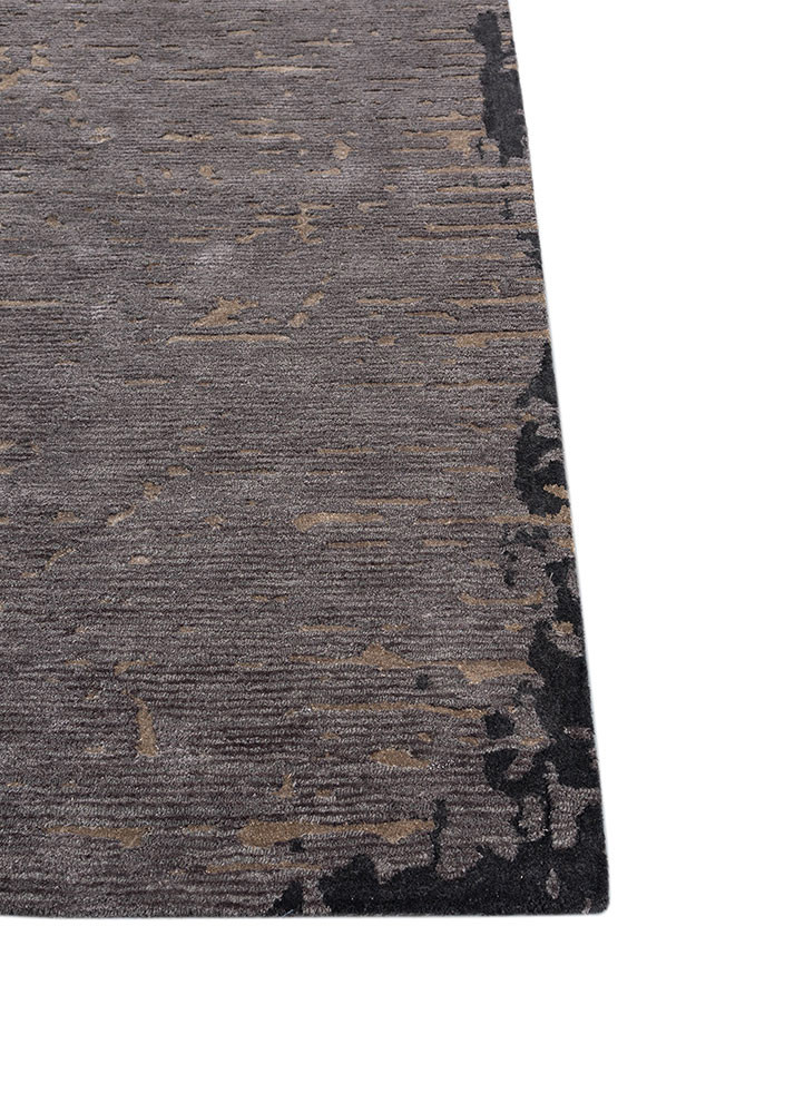 white noise grey and black wool and viscose hand tufted Rug - Corner