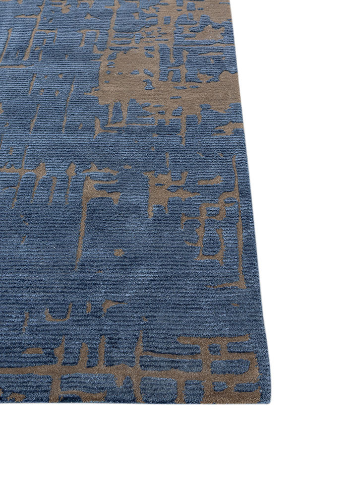 white noise blue wool and viscose hand tufted Rug - Corner white noise blue wool and viscose hand tufted Rug - Corner