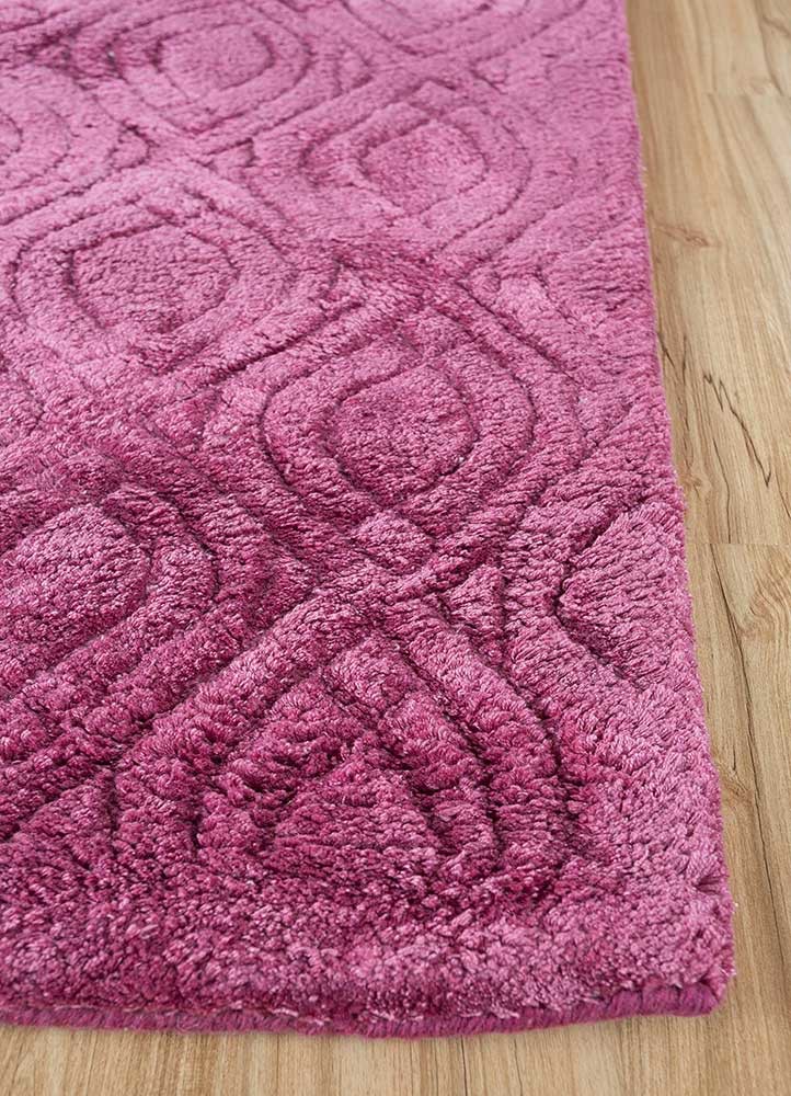 cera pink and purple viscose hand tufted Rug - Corner