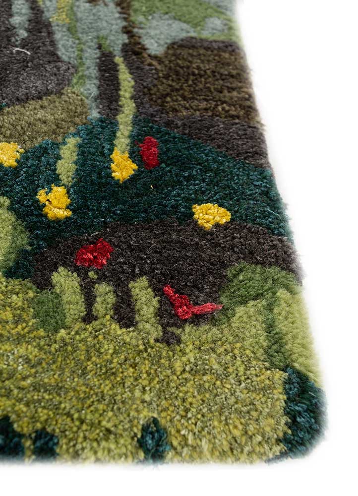 Aprezo Green Hand Tufted Wool and Viscose Rugs Tra2006 Jaipur Rugs