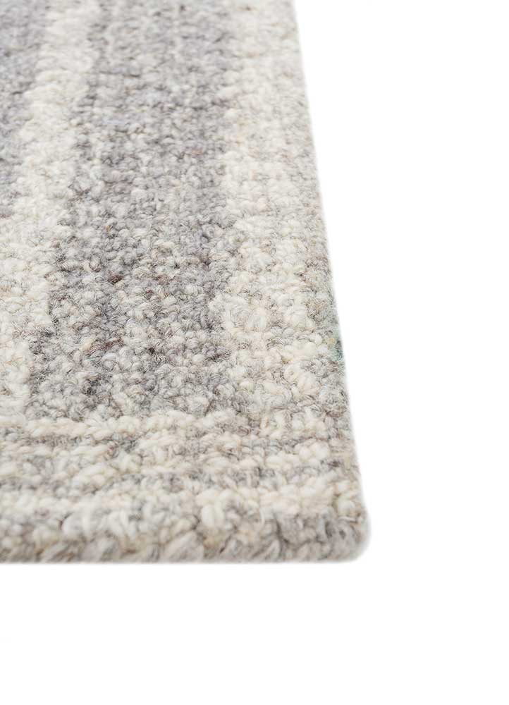 pathways grey and black wool hand tufted Rug - Corner