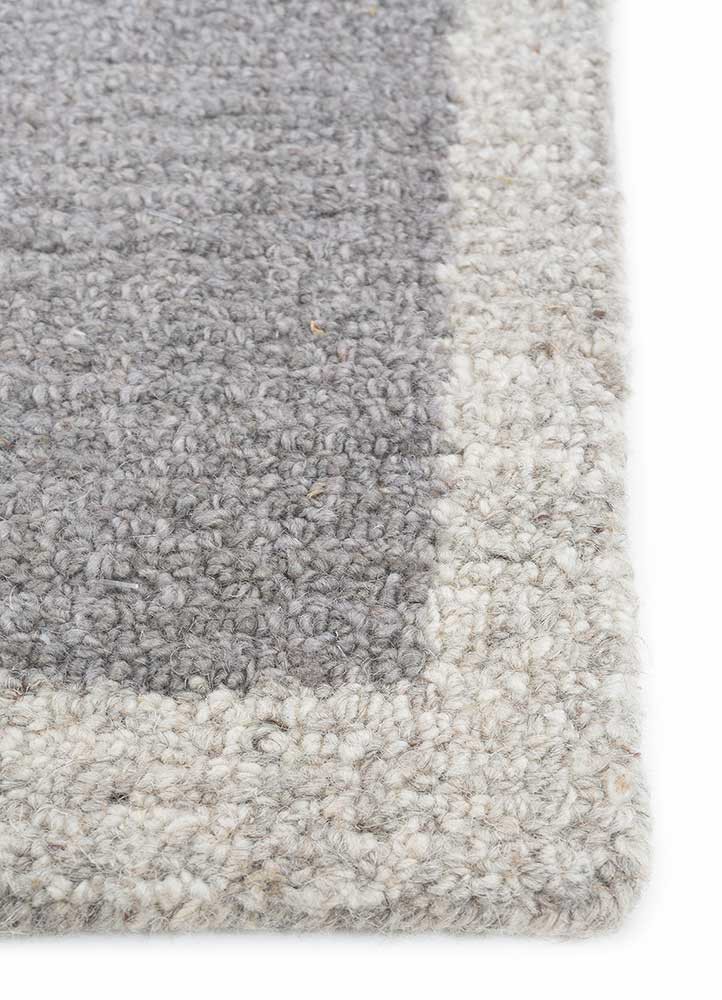 pathways grey and black wool hand tufted Rug - Corner