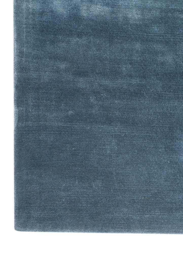 cera blue viscose hand tufted Rug - Corner
