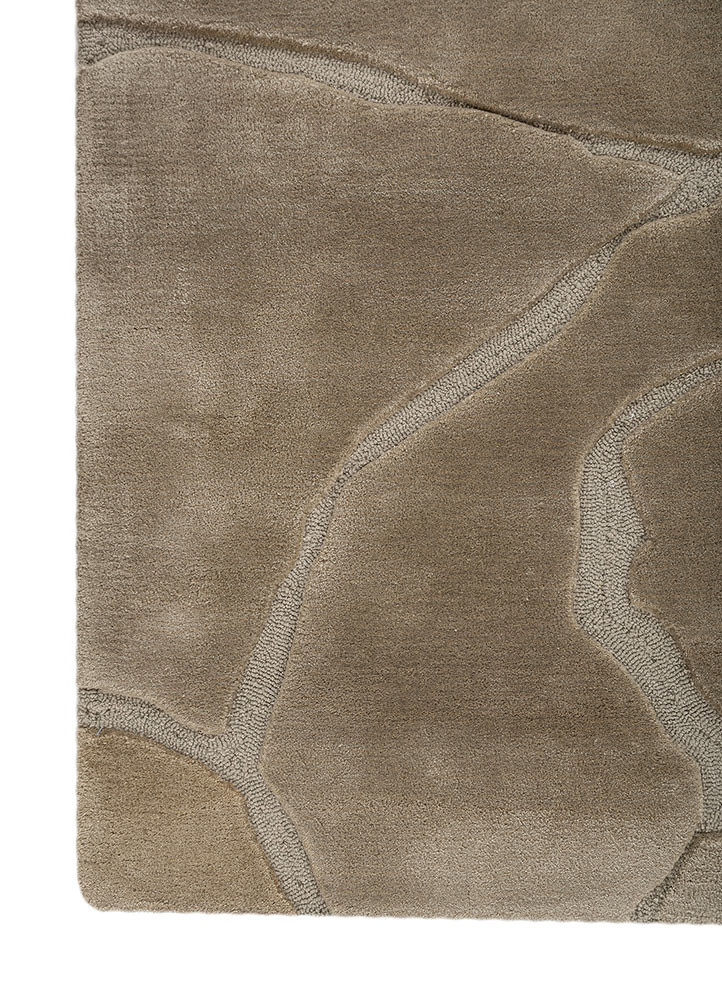 genesis green wool and viscose hand tufted Rug - Corner