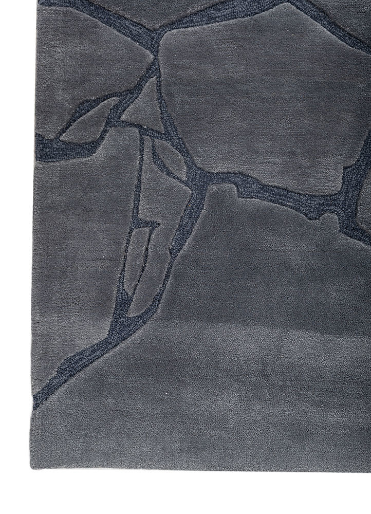 genesis blue wool and viscose hand tufted Rug - Corner