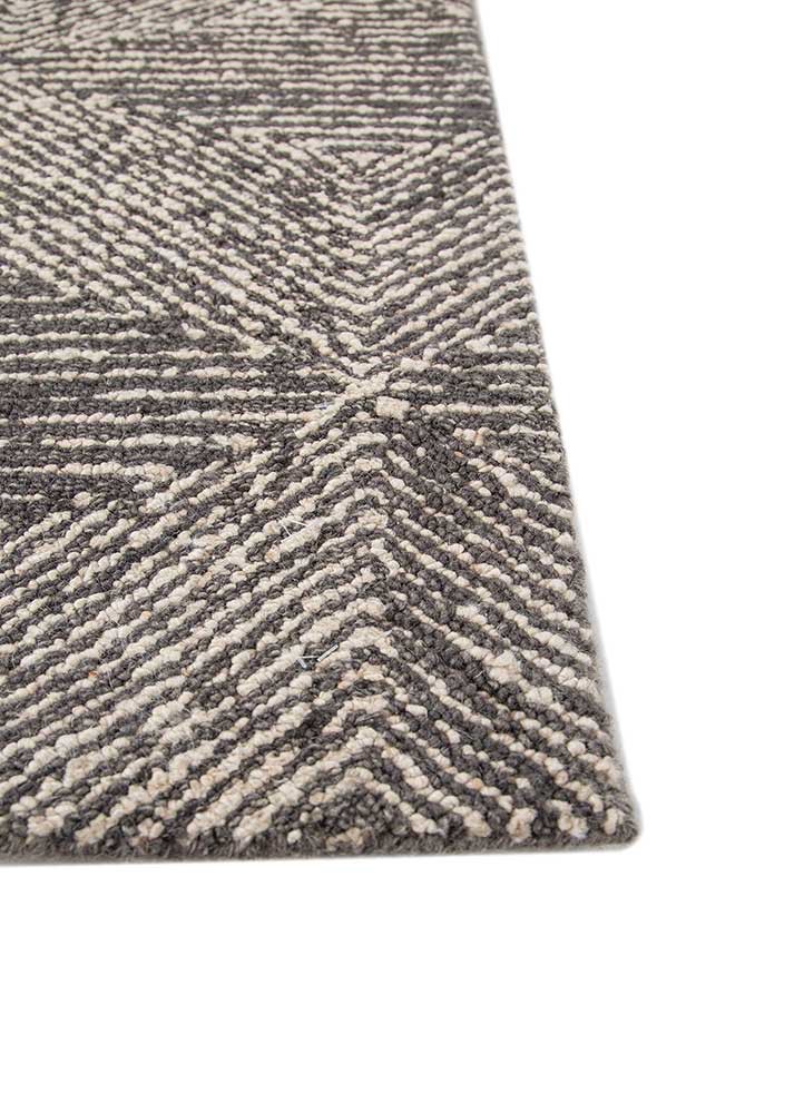 pathways grey and black wool hand tufted Rug - Corner pathways grey and black wool hand tufted Rug - Corner