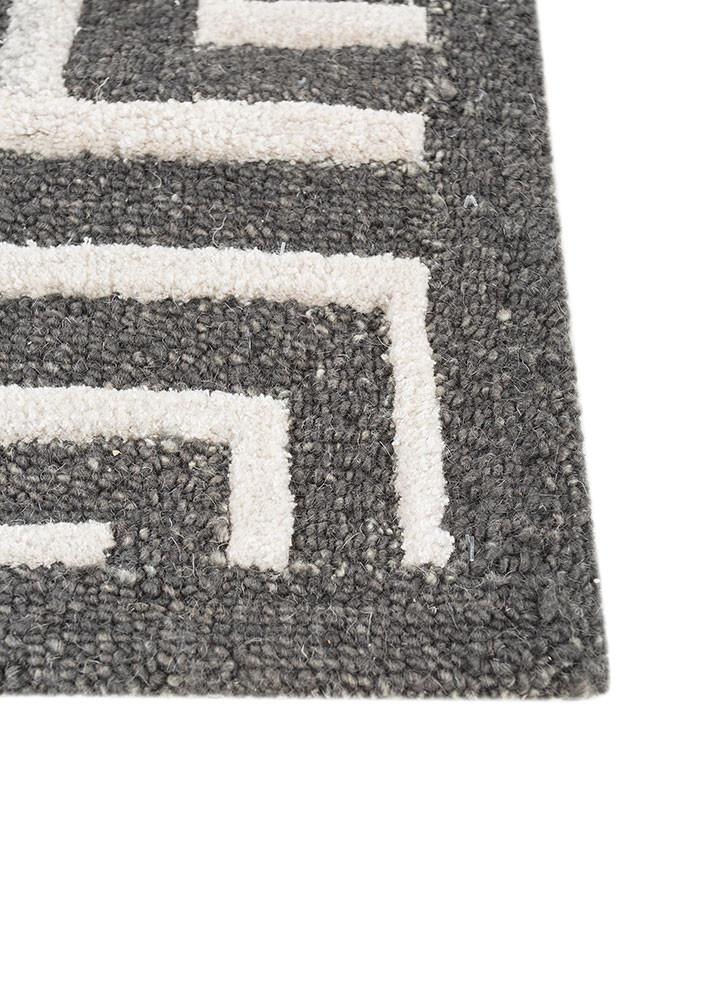 adrift grey and black wool hand tufted Rug - Corner