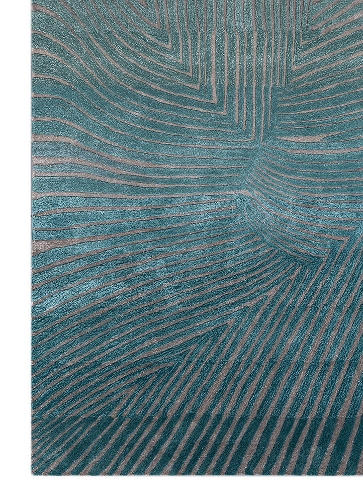 lucid blue wool and viscose hand tufted Rug - Corner lucid blue wool and viscose hand tufted Rug - Corner