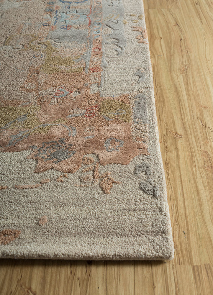 mythos red and orange wool and viscose hand tufted Rug - Corner