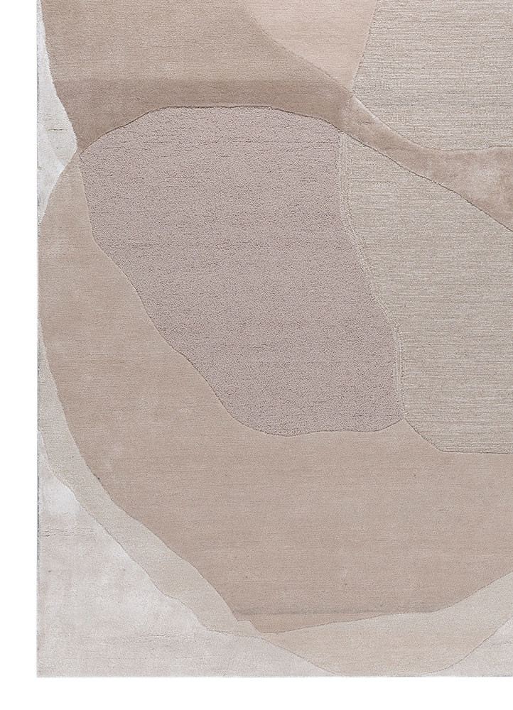 joy ivory wool and viscose hand tufted Rug - Corner