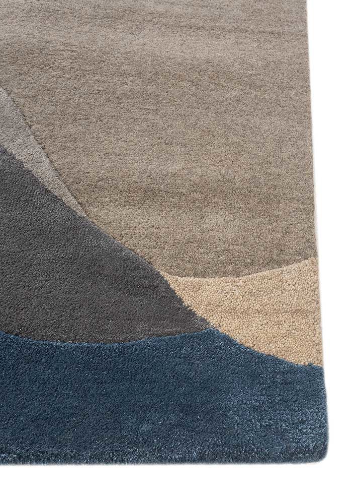 joy blue wool and viscose hand tufted Rug - Corner
