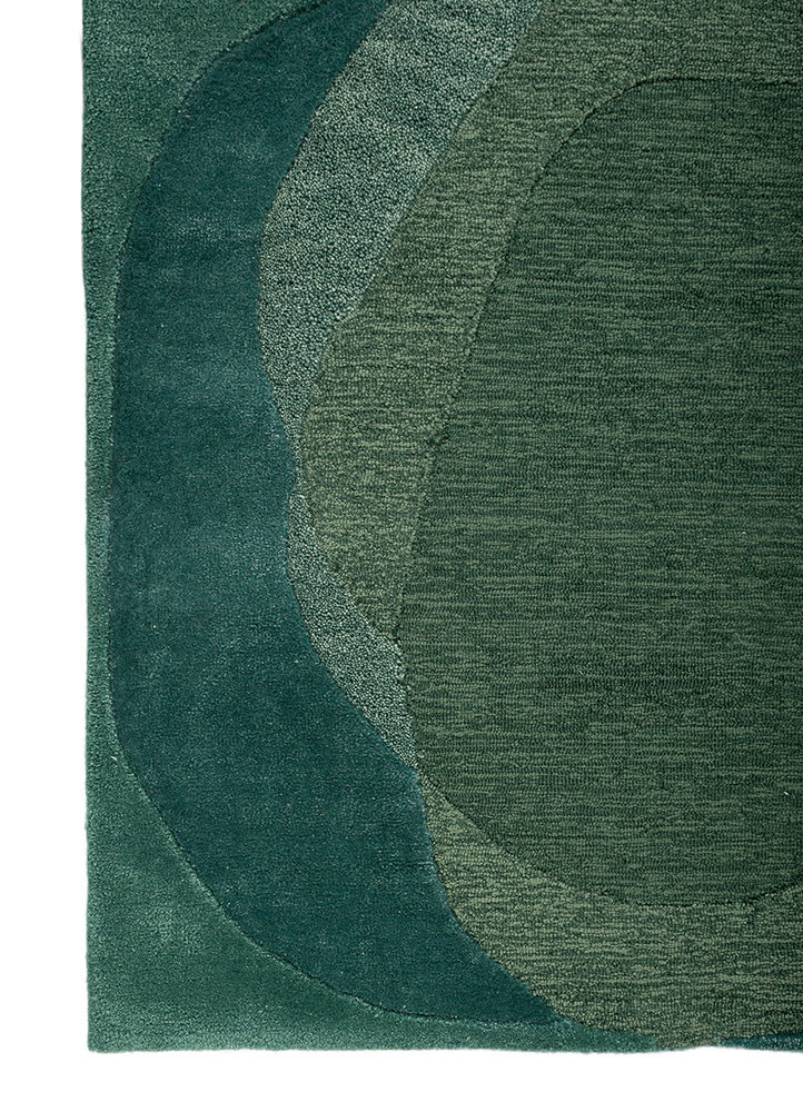 joy green wool and viscose hand tufted Rug - Corner