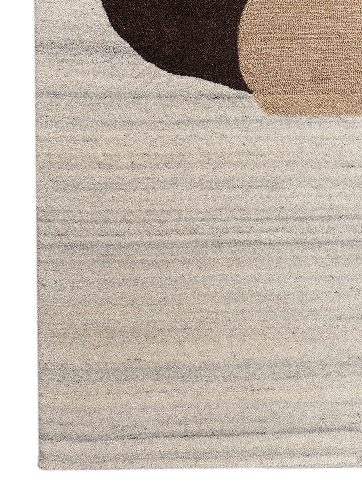 joy ivory wool and viscose hand tufted Rug - Corner