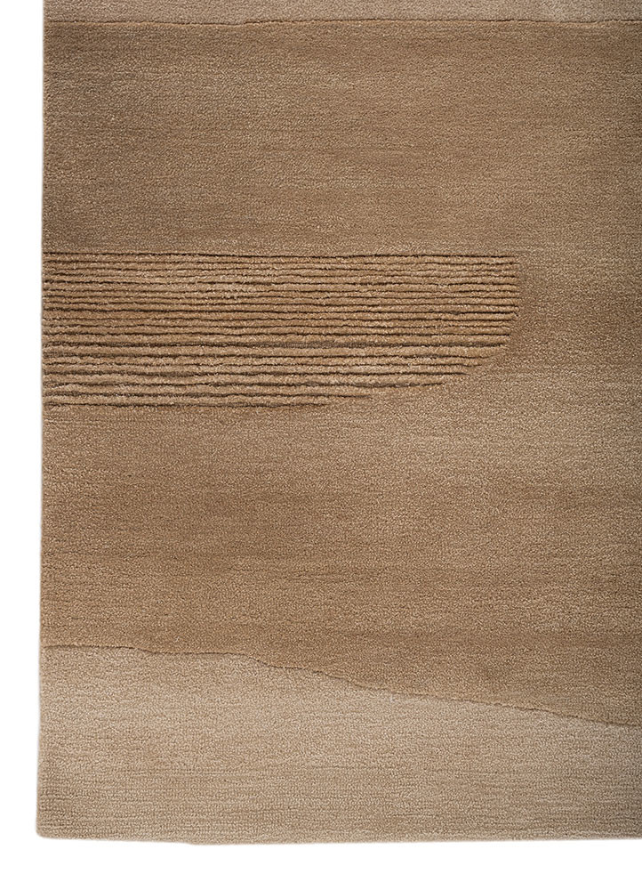 linear beige and brown wool and viscose hand tufted Rug - Corner linear beige and brown wool and viscose hand tufted Rug - Corner