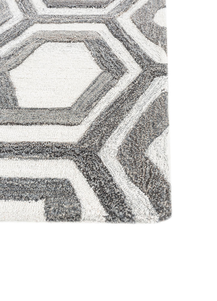contour grey and black wool hand tufted Rug - Corner