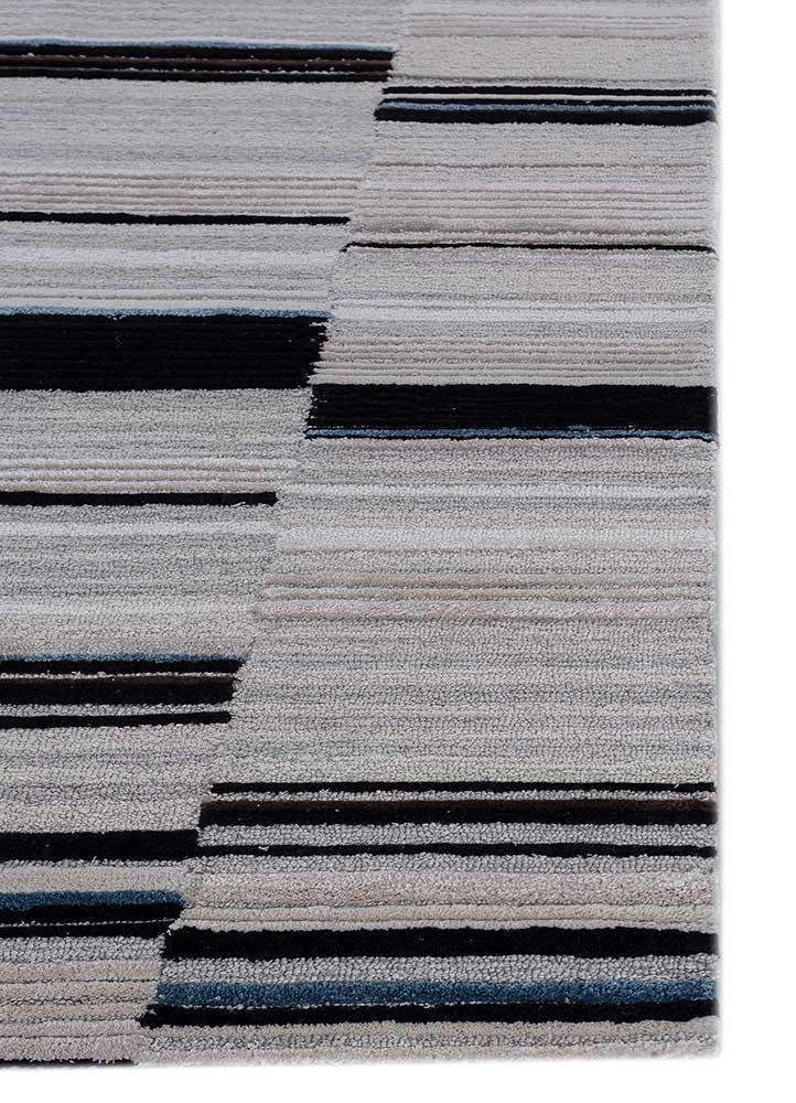 acar grey and black wool and viscose hand tufted Rug - Corner