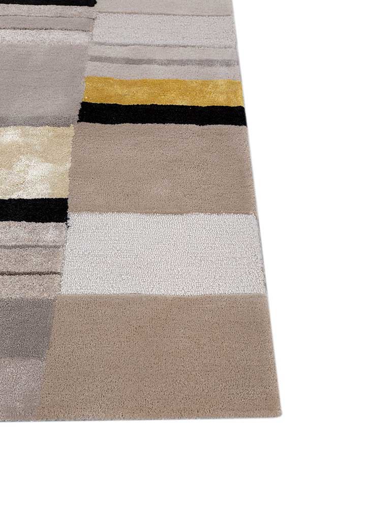 acar ivory wool and viscose hand tufted Rug - Corner