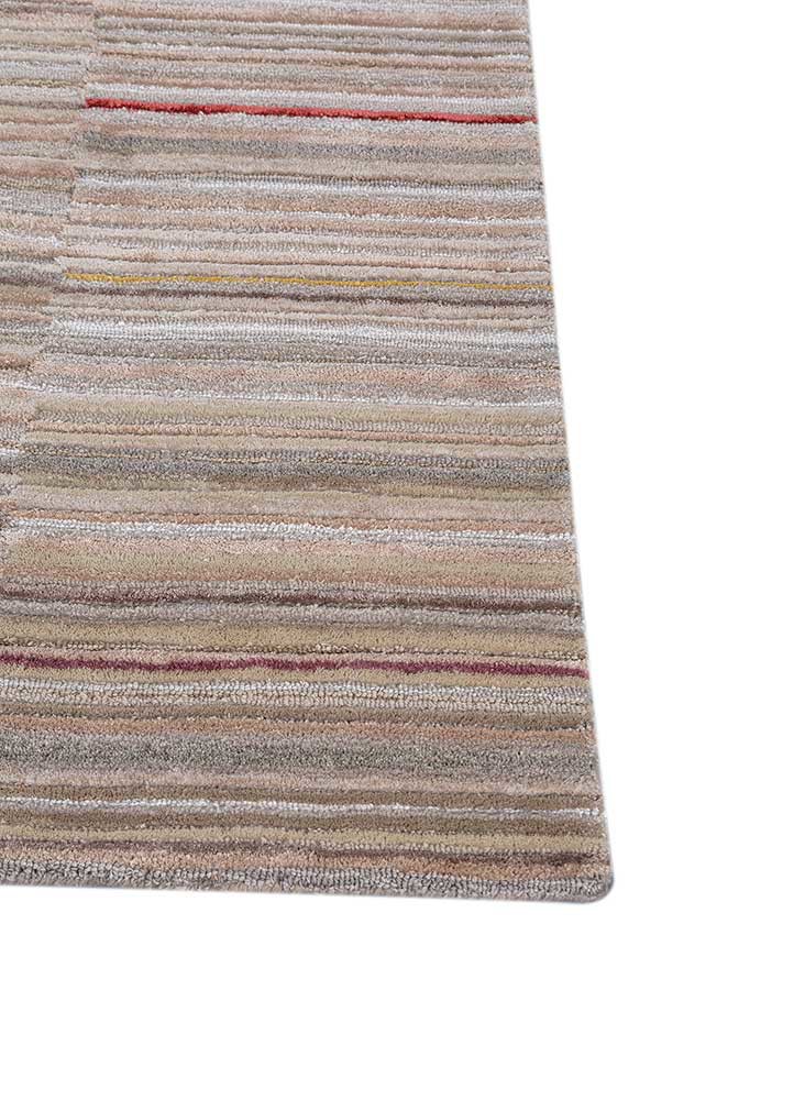 acar ivory wool and viscose hand tufted Rug - Corner