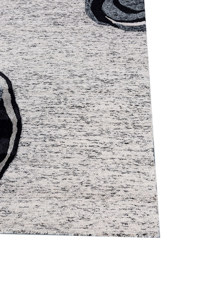 joy ivory wool and viscose hand tufted Rug - Corner