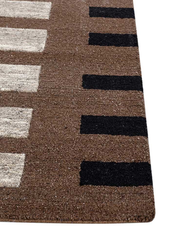 acar beige and brown wool and viscose hand tufted Rug - Corner